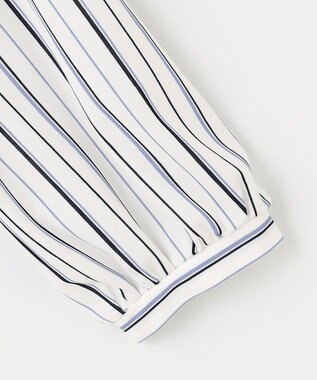 ANY SIS 【接触冷感・吸水速乾・UVケア】エアリードレープスムース 七分袖ブラウス オフストライプ