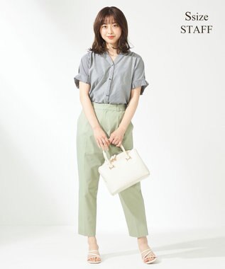 ANY SIS 【洗える】シルケットスキッパー ブラウス ネイビーストライプ