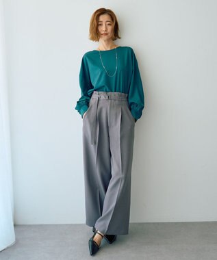 YECCA VECCA 【UVカット/接触冷感/洗える】ベルト付きイージーケアワイドパンツ Gray