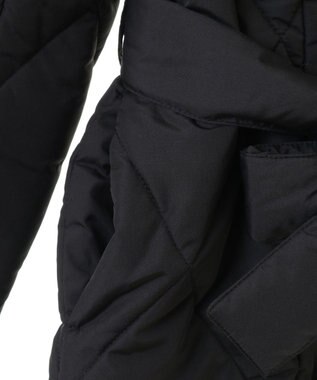 Green Parks ファー衿ダイヤキルト中綿コート Black