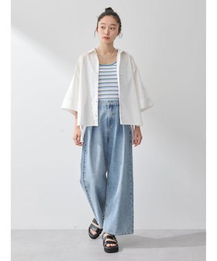 earth music&ecology コード付きキャミソール Border Blue