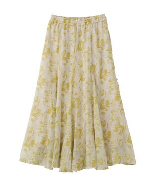 YECCA VECCA ボタニカル柄シアーロングスカート Yellow
