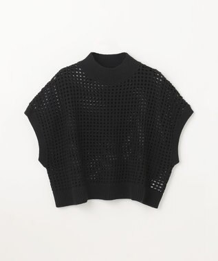 GRACE CONTINENTAL メッシュルーズニットトップ ブラック