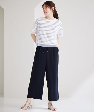 ANY SIS 【洗える】イージードロスト ワイドパンツ ネイビー