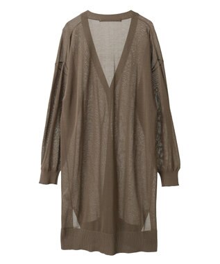 YECCA VECCA シアーニットロング丈カーディガン Dark Beige