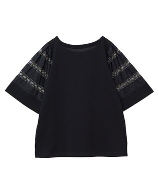 earth music&ecology フレア袖レースプルオーバー Black