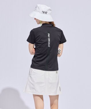 PW CIRCULUS 【WOMEN】メッシュコンビ モックネック  ゴルフウェア レディース ブラック系