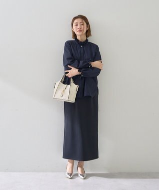 YECCA VECCA ダンボールニットナロースカート Navy