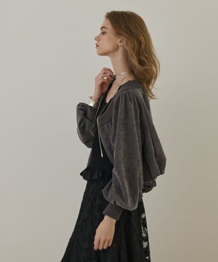 GRACE CONTINENTAL バルーンモールカットカーディガン グレー