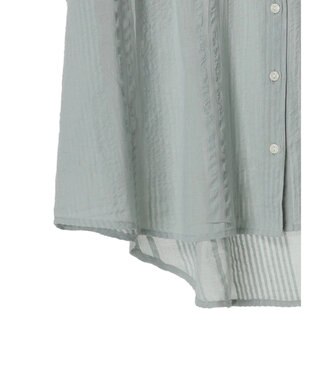 Green Parks インド綿  バンドカラーデザイン５分袖シャツ Mint