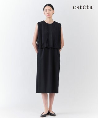 23区 L 【エステータ】ウールトロドライストレッチ プリーツコンビ ワンピース