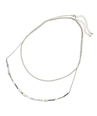 Green Parks ｅｖｅｒｙ　ｗａｌｋ．２点セットビーズＭＩＸネックレス Silver