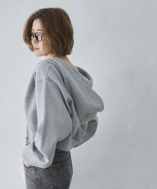 WEGO ショートZIPパーカー 杢グレー