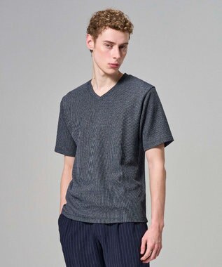 JOSEPH HOMME 【新色追加】メランジクロスジャージー　Vネックカットソー ネイビー系