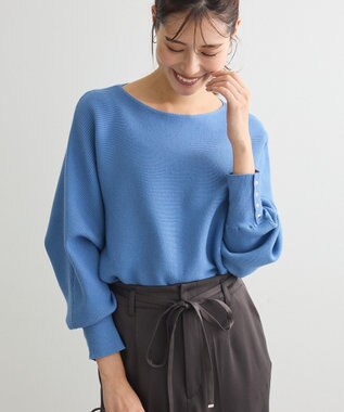 Green Parks もちやわ袖釦ドルマンニットプルオーバー Blue