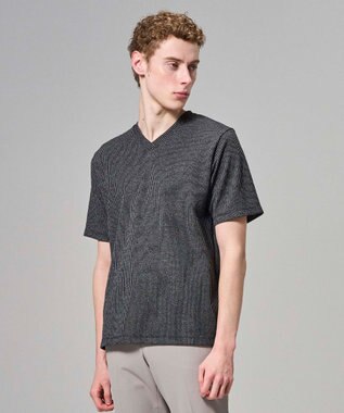 JOSEPH HOMME 【新色追加】メランジクロスジャージー　Vネックカットソー ブラック系