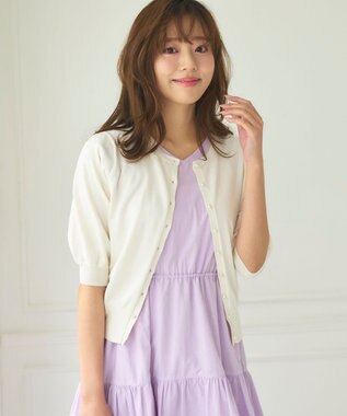 Feroux 【接触冷感・UVカット】ハーフスリーブ カーディガン ホワイト系