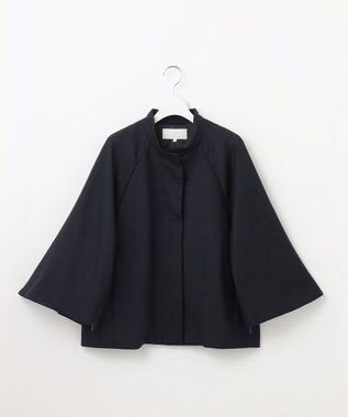 自由区 S ライトウールダブルクロススタンドカラー ジャケット ネイビー系