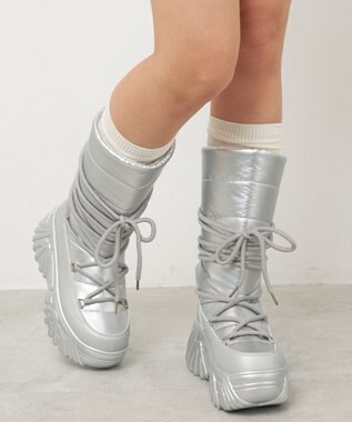WEGO レースアップパテッドブーツ シルバー