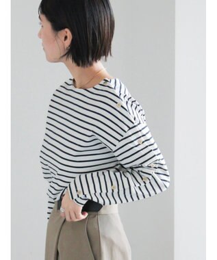 Te chichi ショルダー釦ボーダーカットソー