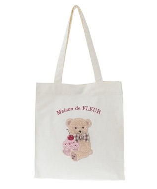 Maison de FLEUR ベア刺繍スクエアトートバッグ Ivory