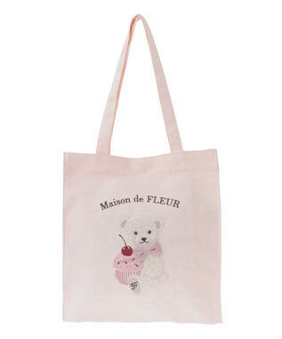 Maison de FLEUR ベア刺繍スクエアトートバッグ Pink