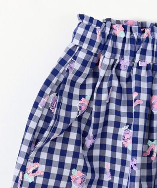 ANY KIDS ギンガム 発泡プリント スカート 青系チェック