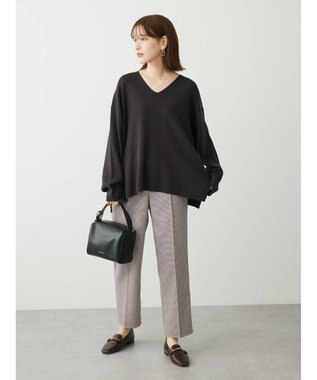 Green Parks 洗える　ミラノリブ編みニットプルオーバー Dark Gray