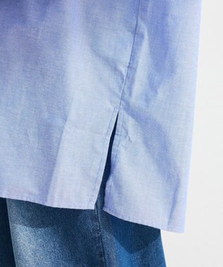 Green Parks 綿麻混Ｖネックオーバーサイズシャツ Sax