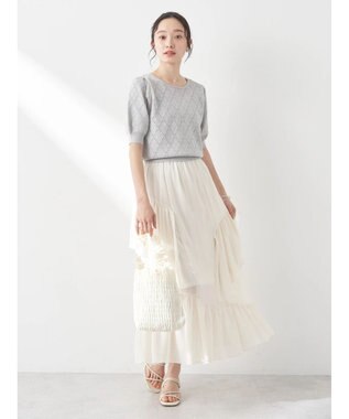 earth music&ecology アーガイルスカシパールニットプルオーバー Light Gray