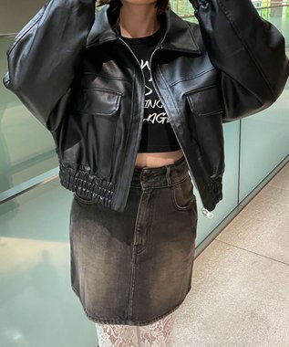 WEGO PUショートブルゾン ブラック