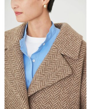 AMERICAN HOLIC ツイードライクコクーンミディコート Brown