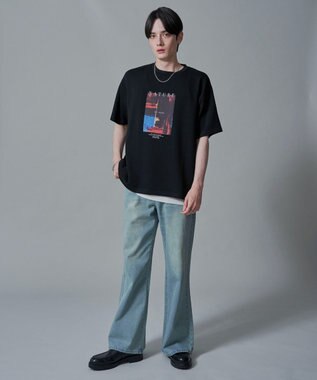 WEGO 【2点SET】アクセ付きフォトグラフィックT（SS） ブラック