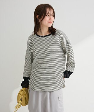 Green Parks 袖チュールリブプルオーバー Border