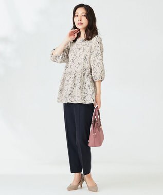 ANY SIS 【洗える】フラワーフクレジャガード ブラウス アイボリー×ブラック