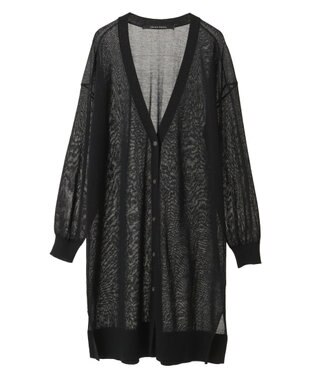 YECCA VECCA シアーニットロング丈カーディガン Black