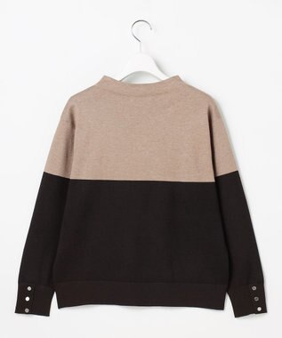 J.PRESS LADIES L Vis/Peスパーク カラーブロッキング ニット モカ×ダークブラウン系