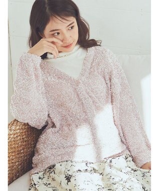 earth music&ecology ぽこぽこヤーンカーディガン Light Pink