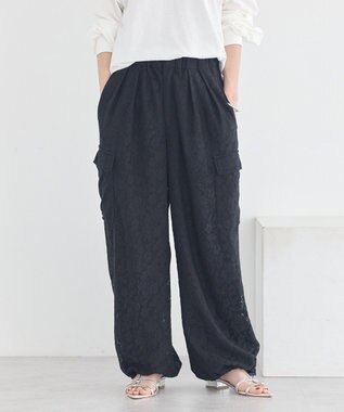 earth music&ecology 総レースカーゴパンツ Black