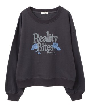 earth music&ecology ローズ×ロゴグラフィックスウェット Charcoal Gray
