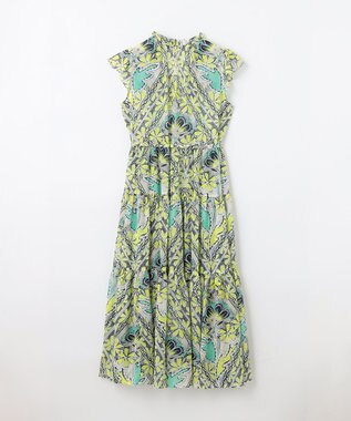 GRACE CONTINENTAL シフォンプリントティアードワンピース イエロー