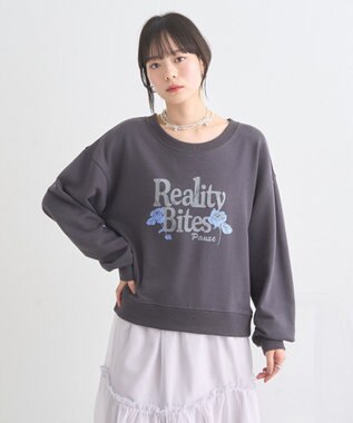 earth music&ecology ローズ×ロゴグラフィックスウェット Charcoal Gray
