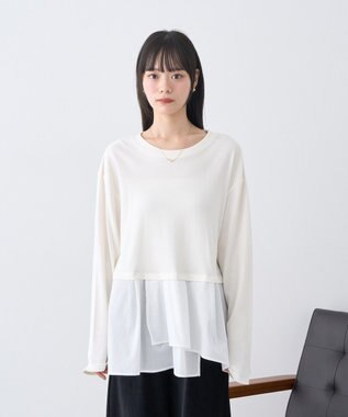 earth music&ecology 【吸湿発熱】あったかフェミニンインナー（シャツヘム） Off White