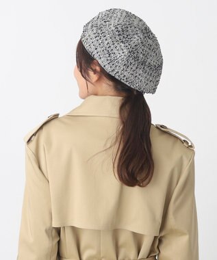 MOONBAT PAUL & JOE ACCESSOIRES ロゴ刺繍ツイードベレー ブラック