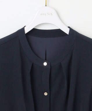 ANY SIS 【洗える】サイドプリーツフレア ワンピース ネイビー