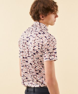 23区GOLF 【MEN】【吸水速乾/UVカット】YELL総柄プリントポロシャツ ネイビー系5