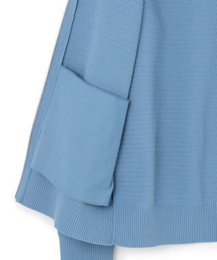 J.PRESS MEN 【KING SIZE】ハイツイストヘリンボン フルジップカーディガン サックスブルー系