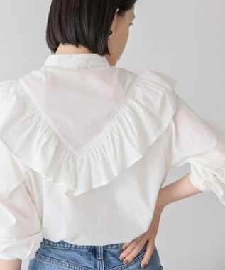 AMERICAN HOLIC スタンドカラーフリルブラウス Off White