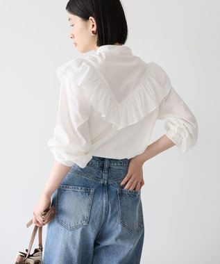 AMERICAN HOLIC スタンドカラーフリルブラウス Off White