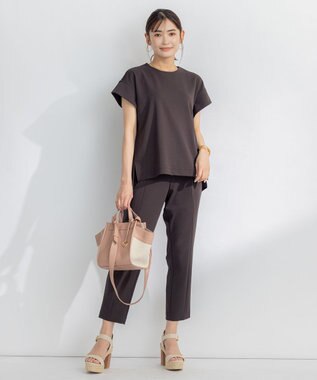 組曲 【吸湿・冷感・UVケア】スタイルアップジャージー パンツ ブラウン系